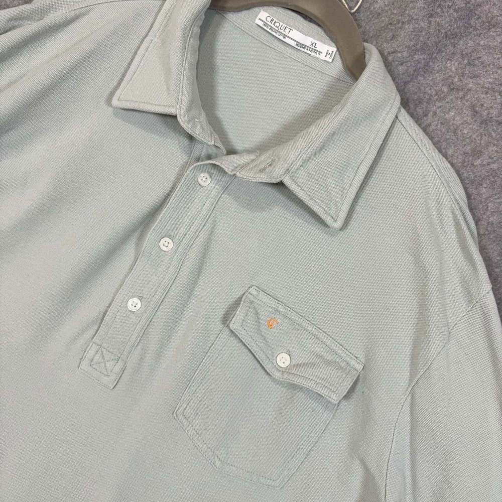 Criquet Players Polo Shirt Men Sz XL Green Classic Cotton Long Sleeve Pocket